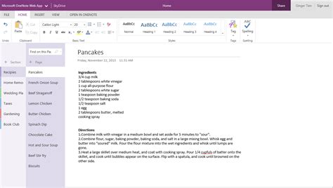 OneNote for web updates