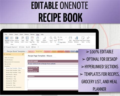 Onenote Recipe Template Picture