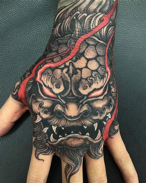 Oni Mask Hand Tattoo