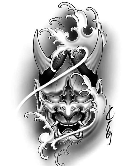 Oni Mask Tattoo Design
