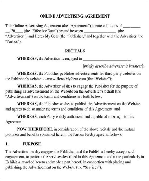 FREE 7+ Sample Advertising Contract Agreement Templates in MS Word