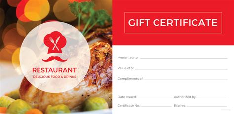 Online Restaurant Gift Certificates Printable