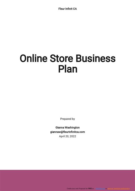 Retail Online Store Business Plan Template [Free PDF]