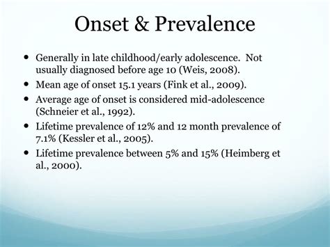 Onset and Prevalence
