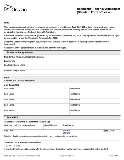 Ontario Sublet Agreement Template