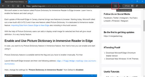 Open &amp; Use Immersive Reader Mode in Microsoft Edge