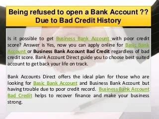 Open Business Bank Account Online Bad Credit