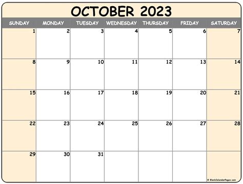 Open Calendar For October