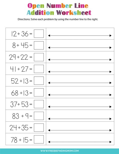 Open Number Line Worksheets