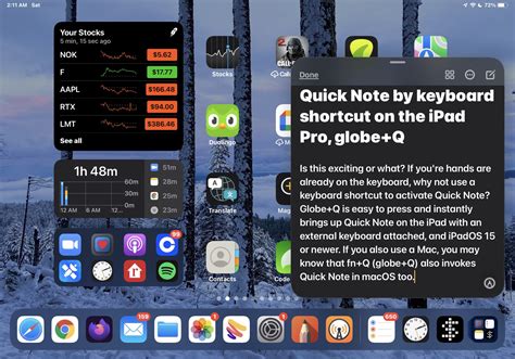 Open Quick Note with an external keyboard on iPad