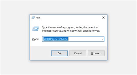 Open Recycle Bin From The Run Dialog Box