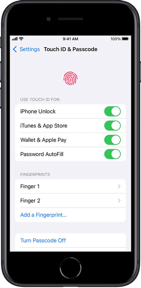 Open Touch ID &amp; Passcode in Settings