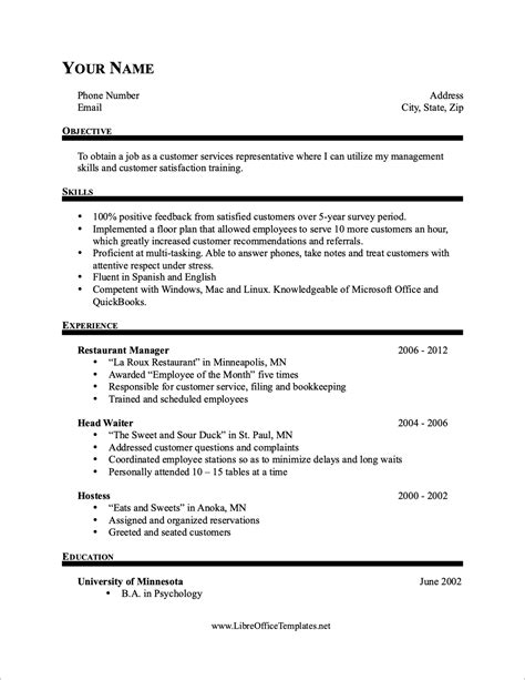 Openoffice Student Functional Resume Template