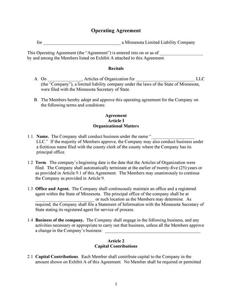 Operating Agreement Template - 13 + Free Word, PDF, Google Docs Format