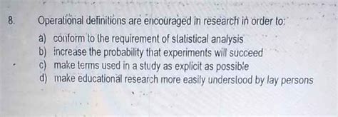 The Importance of Precise Operational Definitions in Research: Encouraging Accurate Results