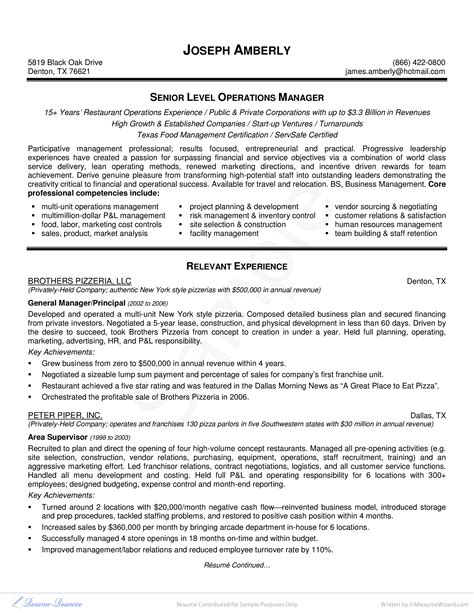 Operations Manager Resume Samples