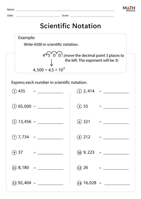 Operations With Scientific Notation Worksheets