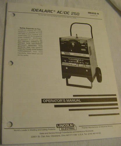 Operator\'s Manual - IDEALARC® AC/DC 250