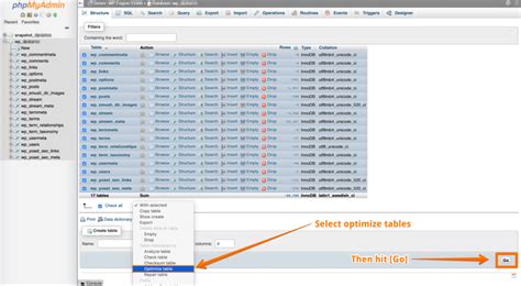 Optimize Your Tables Using phpMyAdmin
