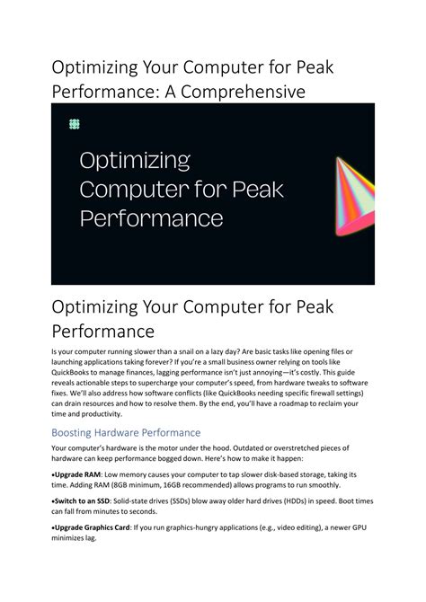 Optimizing Settings for Peak Performance