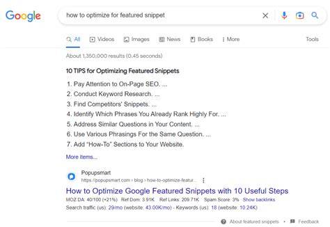 Optimizing for Featured Snippets