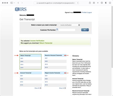 Option 1: Using the IRS Get Transcript Online Tool