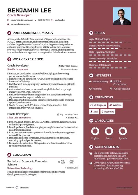 Oracle Developer Resume Template