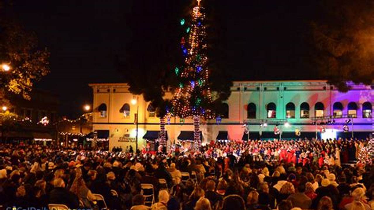 Orange Circle Tree Lighting 2025
