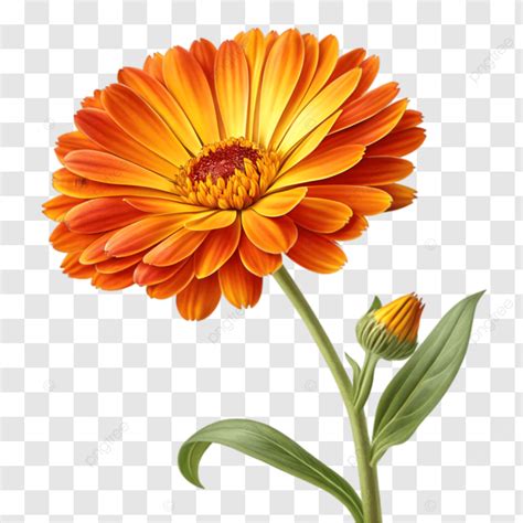Orange Calendula Flower 3D PNG