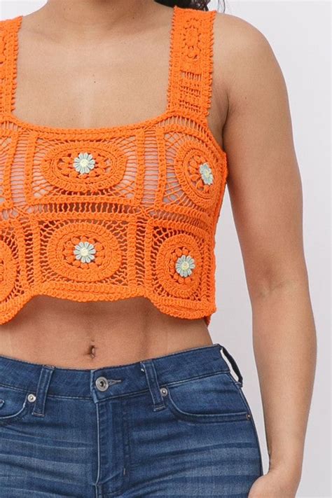 Orange Crochet Top