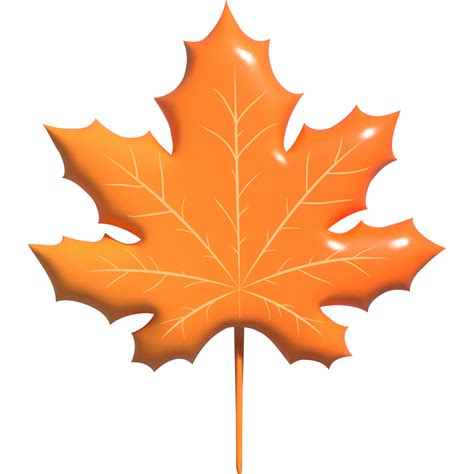 Orange With Leaf 3D PNG