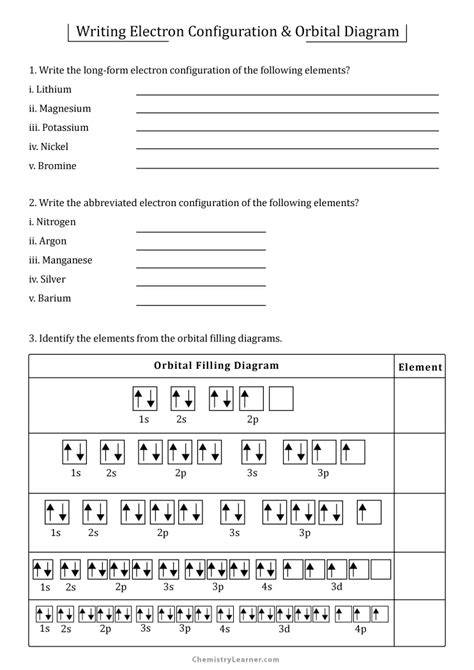 Orbital Diagram Worksheet With Answers