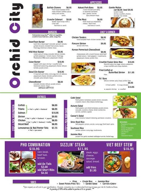 Orchid City Menu