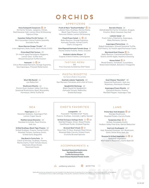 Orchid Of Hawaii Menu