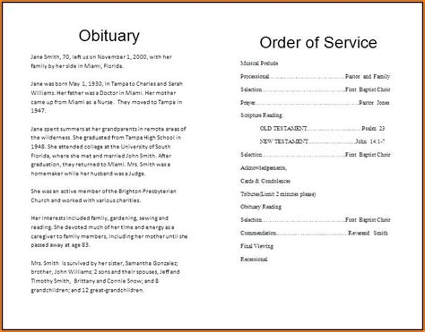 Order Of Service Catholic Funeral Template
