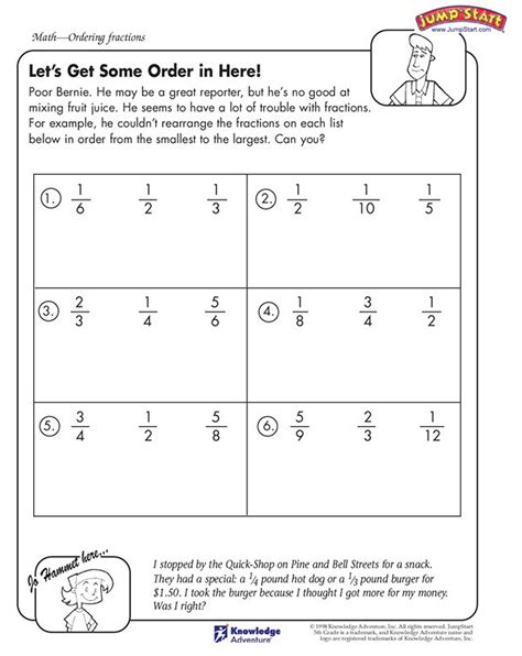 Order The Fractions From Least To Greatest Worksheet