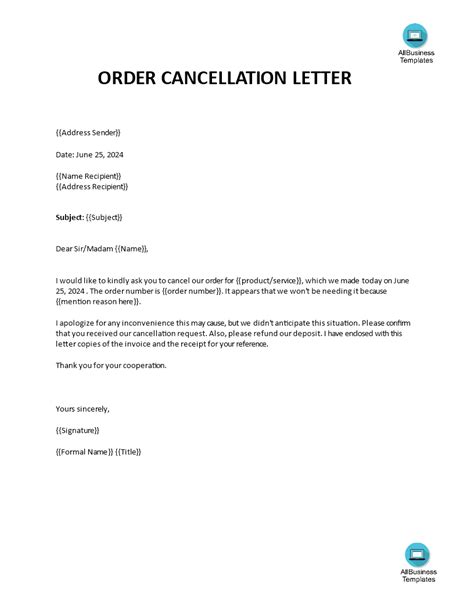 FREE 3+ Purchase Order Cancellation Letter Samples and Templates in PDF