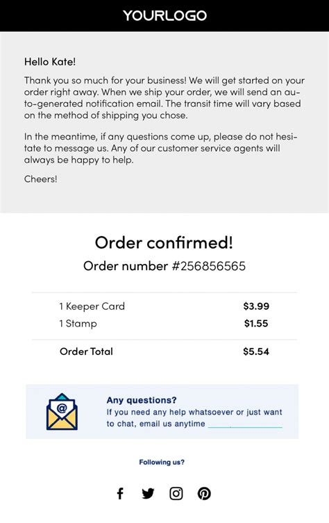 Order Confirmation Email Templates