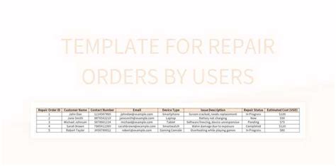 Work Order Template Free Download and Review