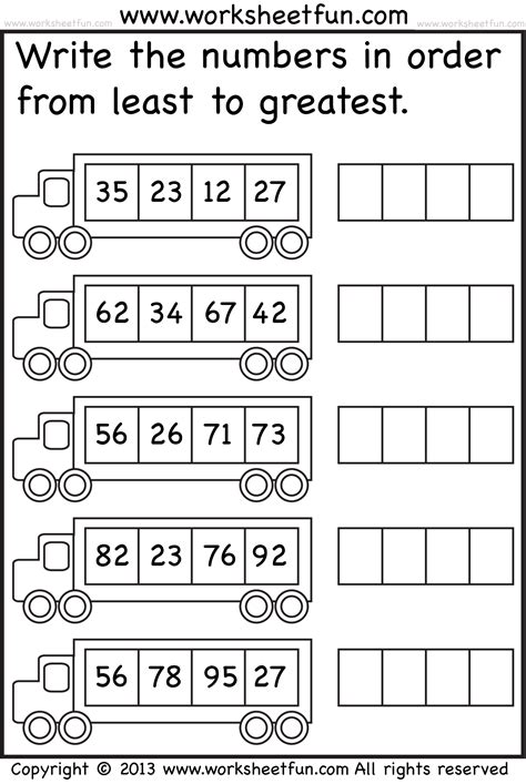 Ordering Numbers From Least To Greatest Worksheet