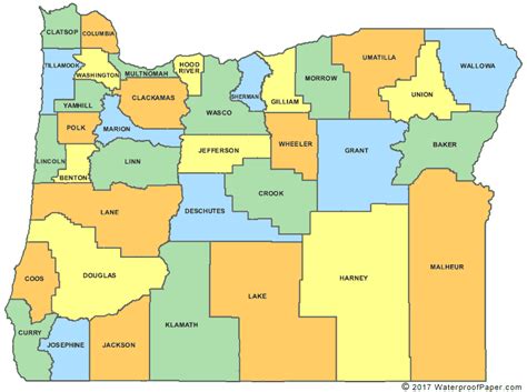 Oregon County Map with Names