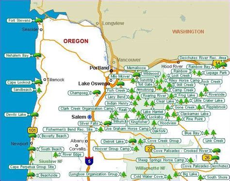 Oregon State Parks Camping Map Printable Map