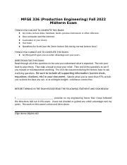 Oregon State University Course Catalog Mfge 336