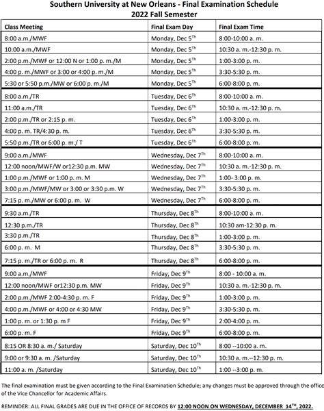 Oregon State University Fall 2024 Final Exam Schedule