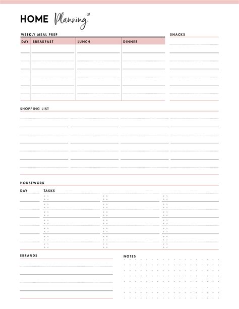 Organization and Planning Printables