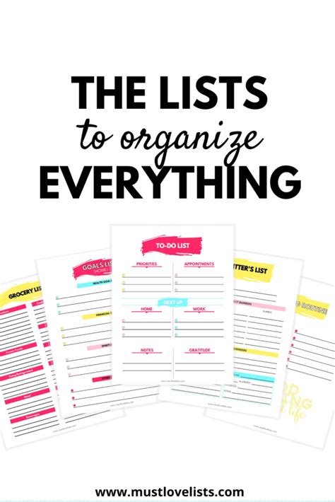 Organize Lists Using Different Methods