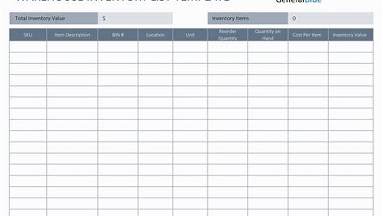 Organized Excel Templates for Product Inventory