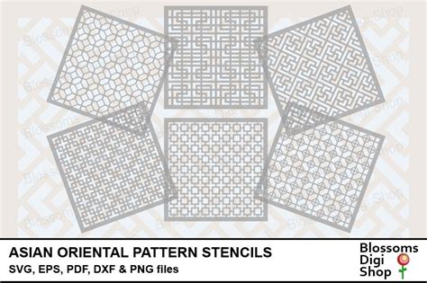 Download Oriental Pattern Stencils Commercial Use DXF Files