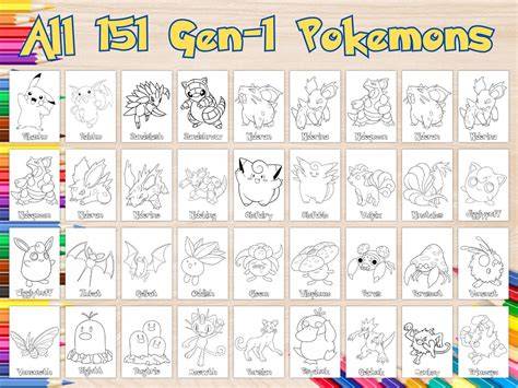 Original 150 Pokemon Coloring Pages