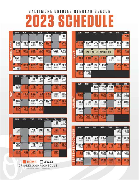 Orioles 2023 Printable Schedule